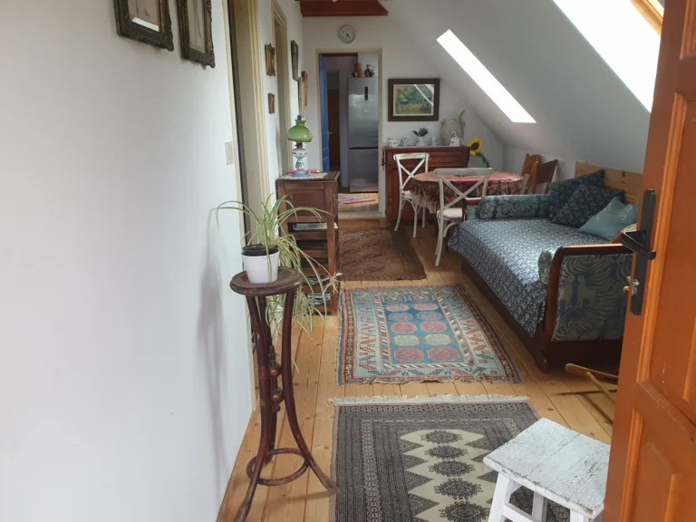 Előtér és közösségi tér belső nézete a Tőczkés Vendégházban